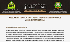 Al-Shabaab statement on AstraZeneca vaccine
